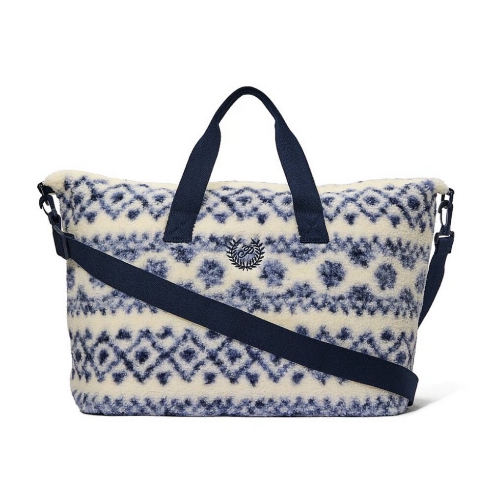 Victoria's Secret Blue and Cream Tote Bag